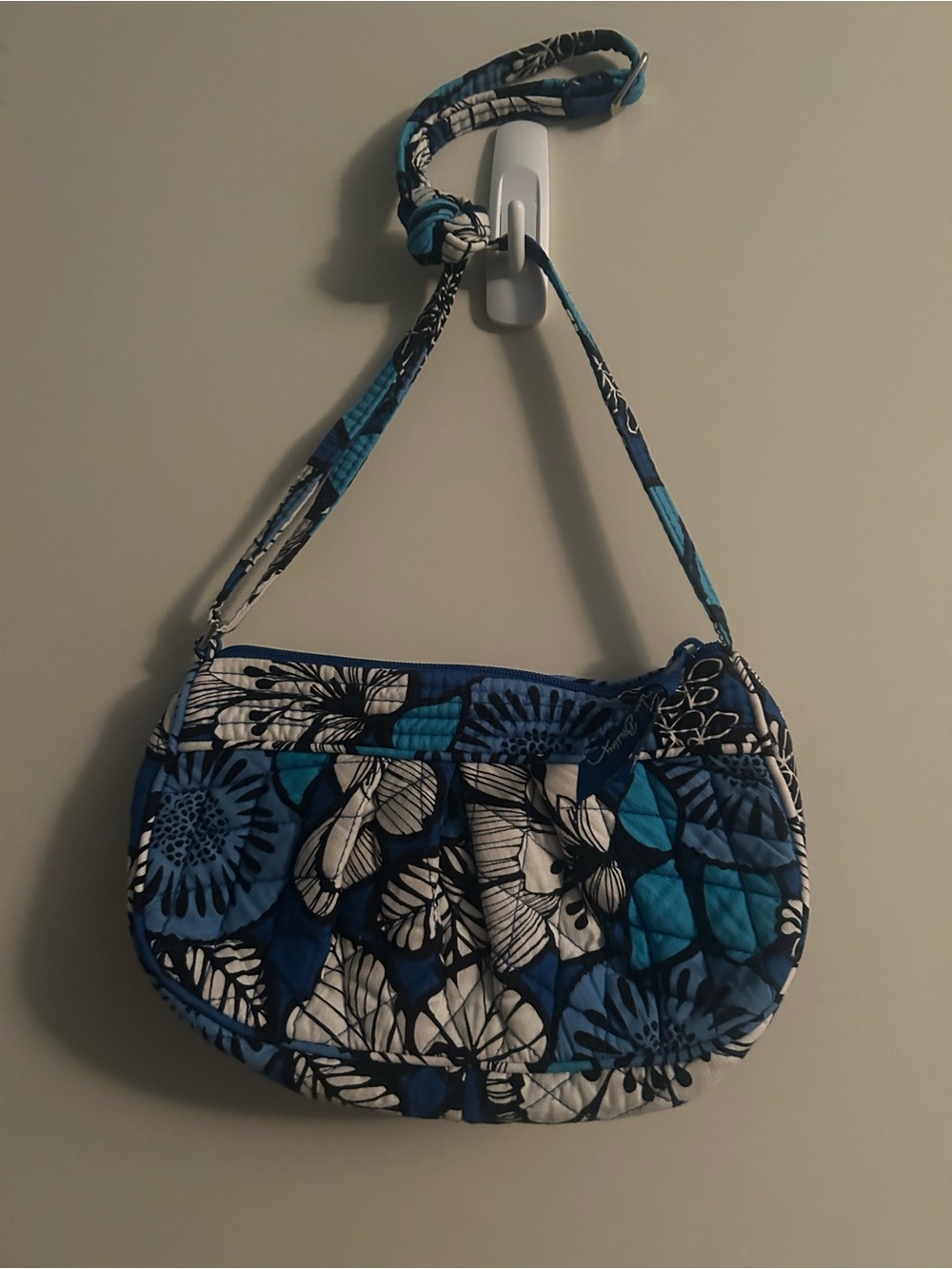 Vera Bradley Blue and White Quilted Floral Shoulder Bag